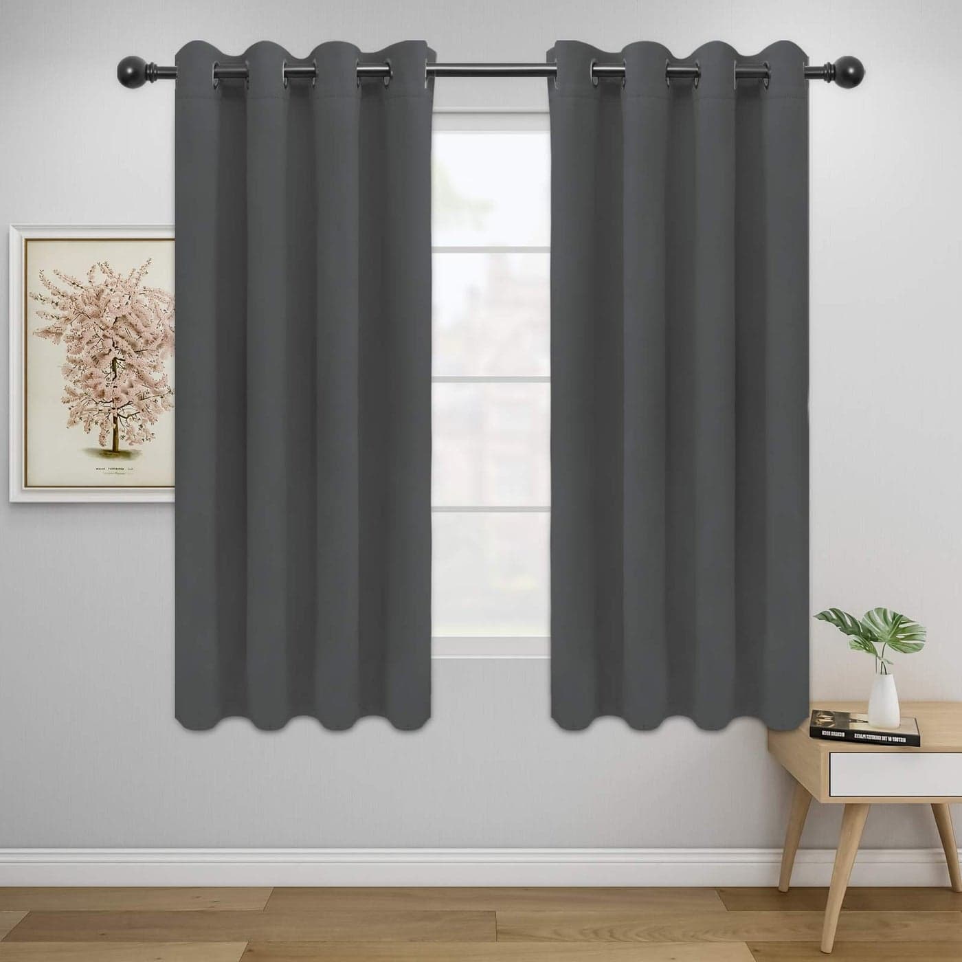 EasyGoing Blackout Curtains for Bedroom Solid Thermal Insulated Grommet and Noise Reduction Window Drapes Room Darkening Curtains for Living Room 2 Panels 52x46 inGray