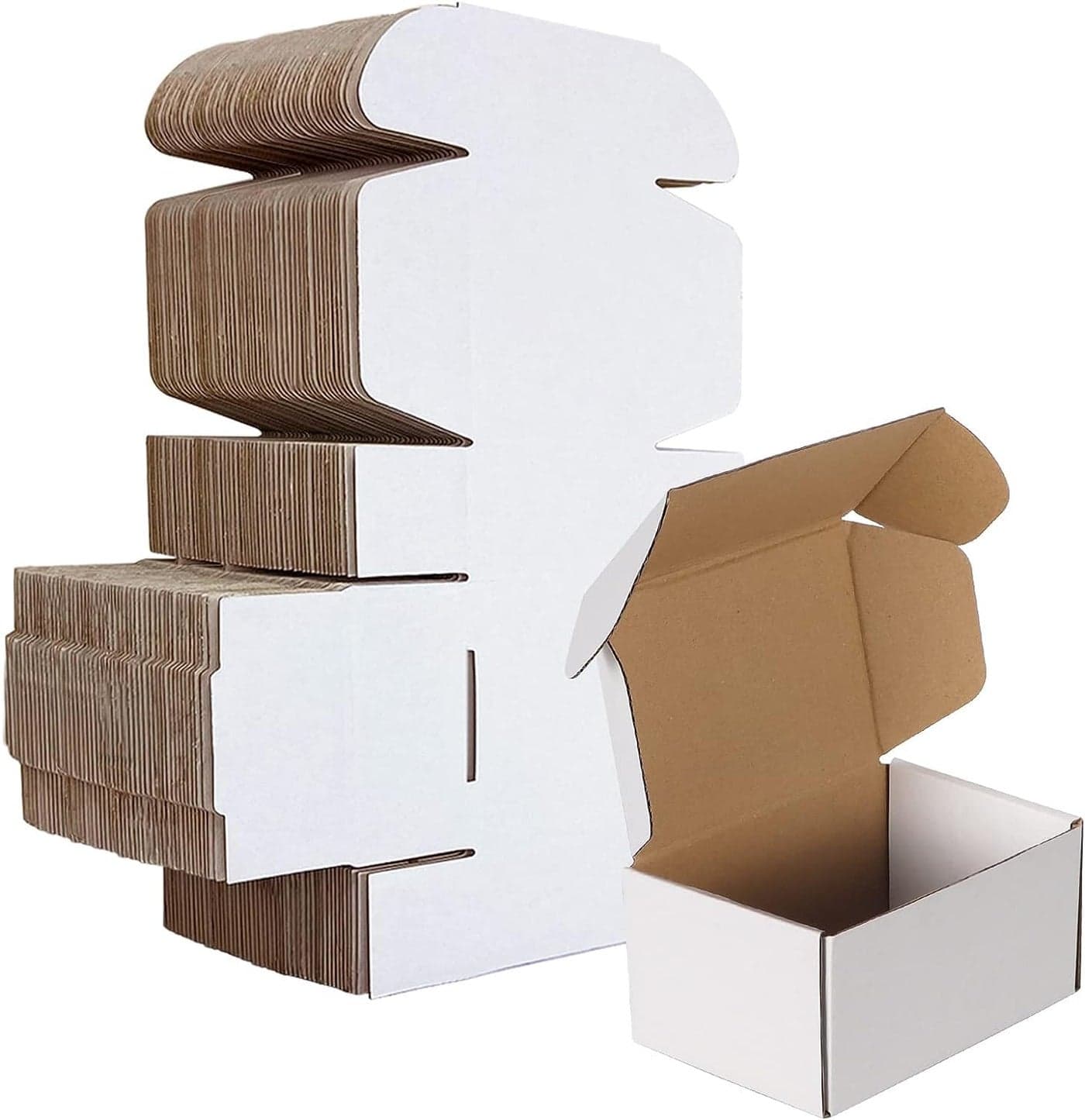 HORLIMER 6x4x3 inches Shipping Boxes Set of 50 White Corrugated Cardboard Box Literature Mailer