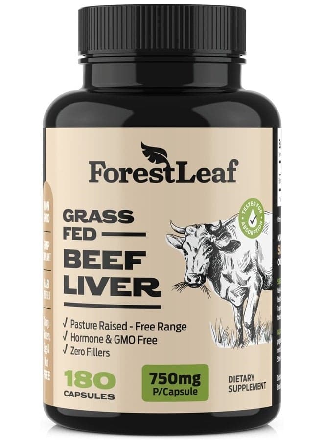 Grass Fed Beef Liver Capsules, 3000mg Per Serving, Supports Full Immunity & Body Wellnes, Cleansing, Digestion, Natural Iron, Vitamin A and B12, Freeze Dried Beef Liver Supplement, 180 Caps
