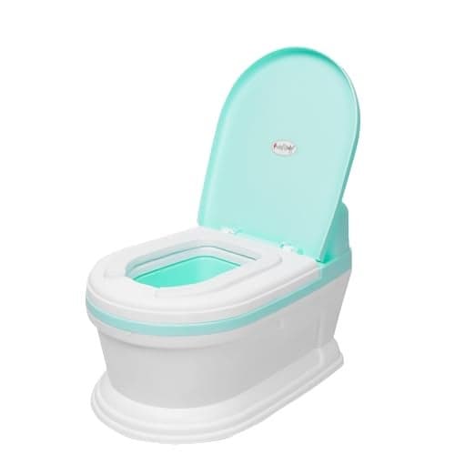 Funride Potty Training Seat with Soft Cushion, Removable Pot, Splash Guard and Closing Lid, Blue (Green)