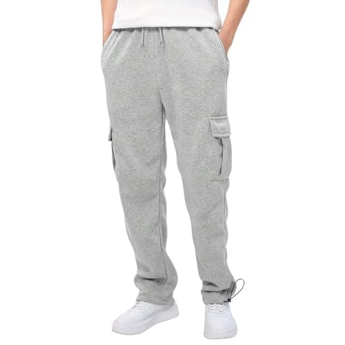 NOBERO Men's Grey Onyx Mid-Waist Straight Fit Cotton Elasticated Low Rise Joggers with Utility Box Pockets,Grey,Men-S, Small