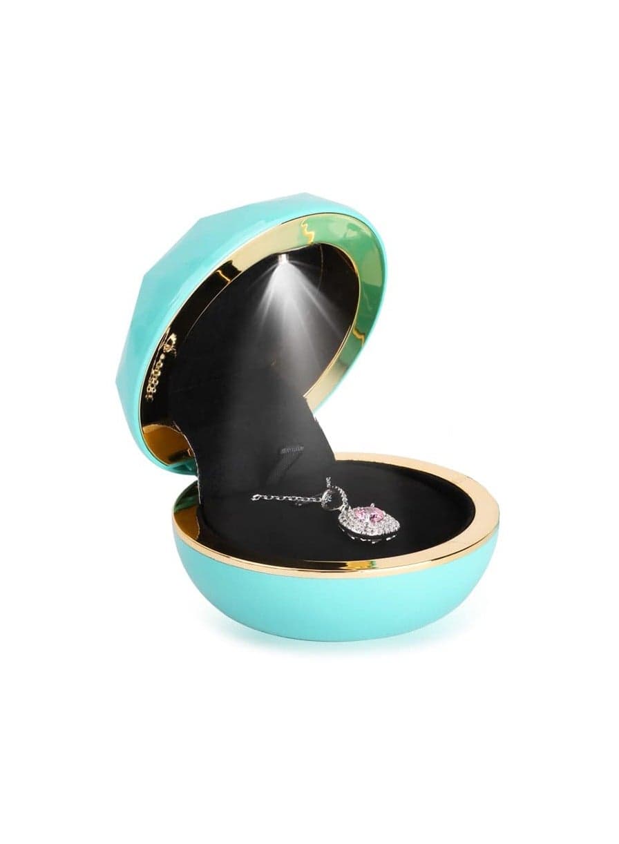 Luxury LED Ring Box with Gold Edge, Perfect Jewelry Organizer for Rings, Necklaces and Earrings, Ideal Gift for Women and Girls