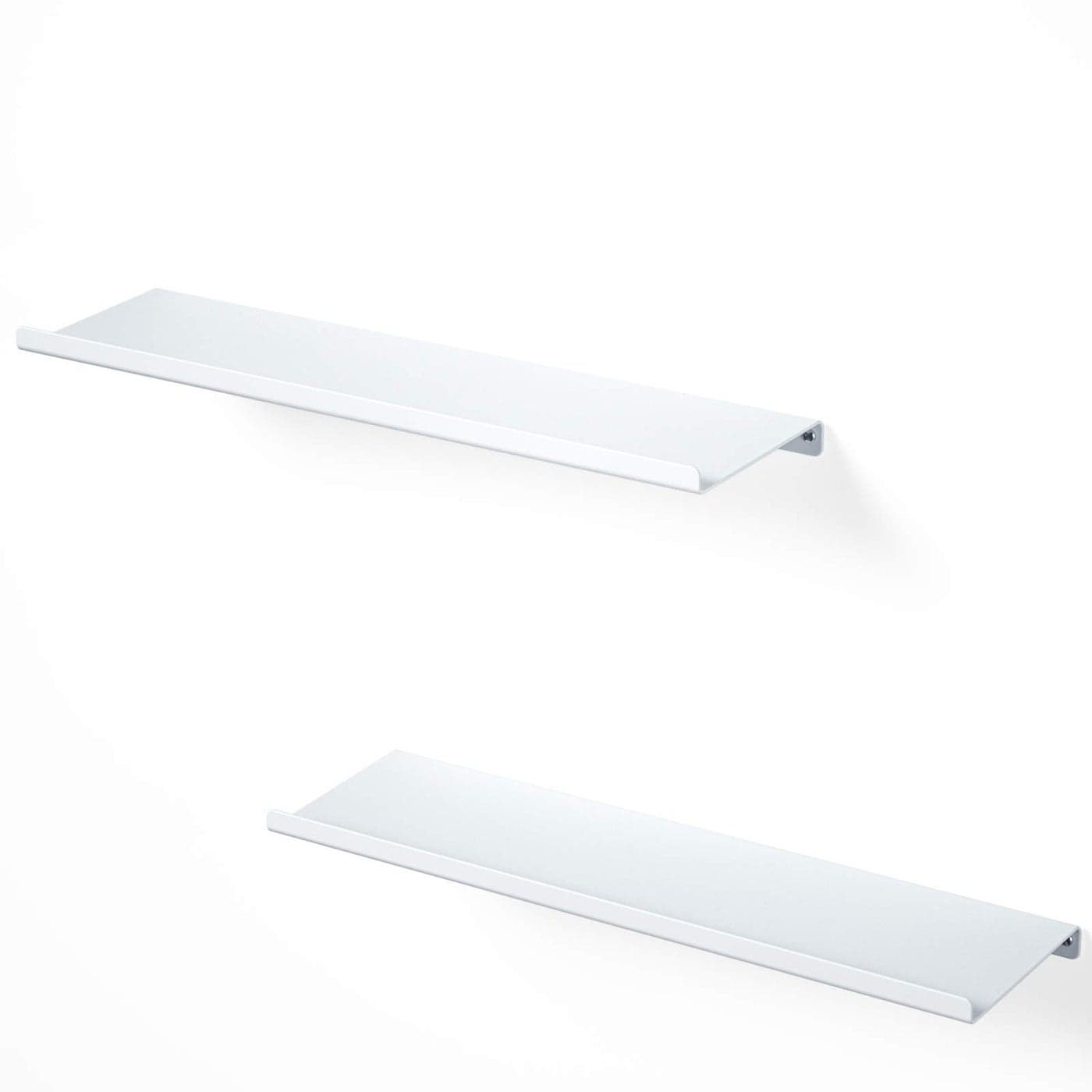 SRIWATANA White Metal Wall Shelves 2 Set Floating Shelves for Bedroom Living Room Bathroom Kitchen Matte White