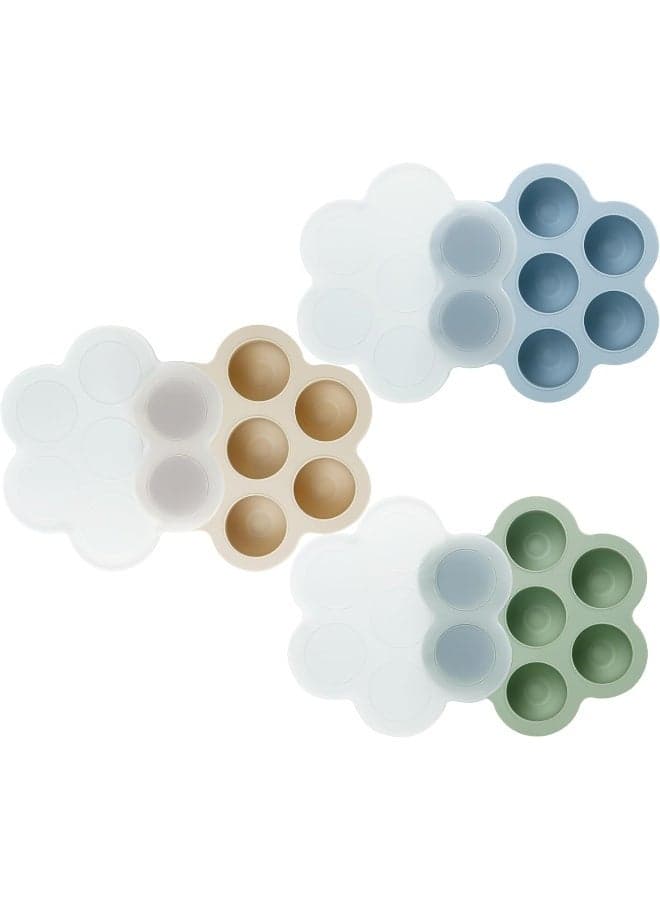PandaEar 3 Pack Baby Food Freezer Tray with Lids, Silicone Baby Fruit Food Feeder Teether Tray, Baby Food Storage Container Ice Cube Tray Maker for Homemade Baby Food