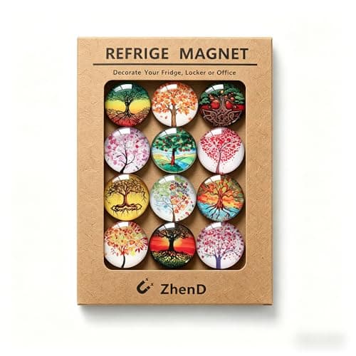 12 Pack Cute Tree Refrigerator Magnets – Mini Fun Unique Design Fridge Magnets for Decoration, Perfect for Office, Kitchen, Classroom, Whiteboard, Lockers & More