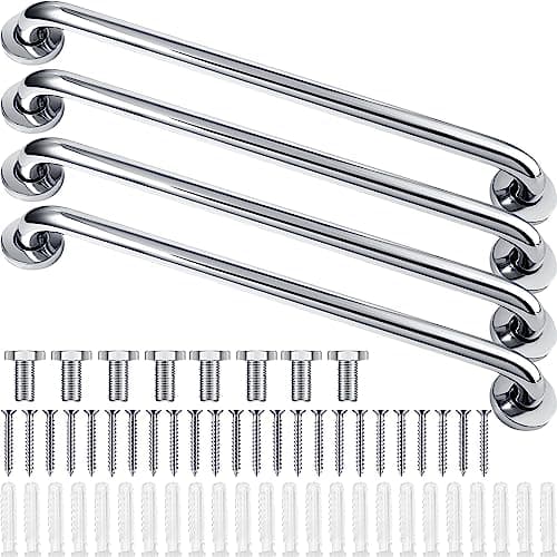 Tatuo 4 Pack Showers Grab Bars for Bathtubs 304 Stainless Steel Bathroom Safety Handrails Anti Slip Handles Grab Bars for Elderly, Senior, Pregnant (Silver,24 Inch)