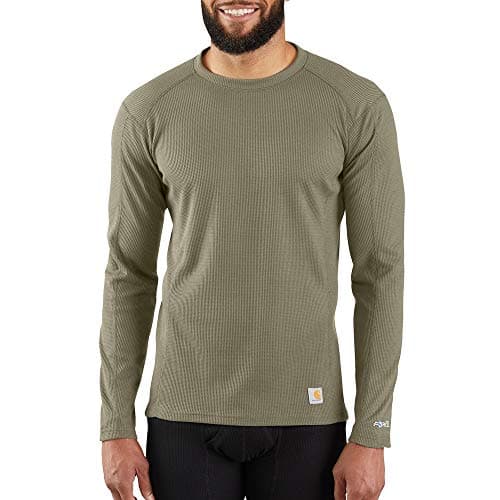 Carhartt Men's MBL113 Base Force® Midweight Base Layer Classic Crew - Large Tall - Burnt Olive