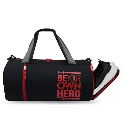 Sfane Gym Bags for Men with Separate Shoe Compartment Sports Gym Bags for Women Unisex Duffle Bags for Gym for Carry & Travel Adjustable Duffel Bags Sports Bag (Red & Black).