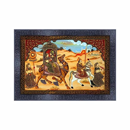 pnf Poster And Frames Rajasthani Miniature Painting Art Wooden Photo Frame With Acrylic Sheet | Living Room, Bedroom | Home Decoration | Best Gifting Option (10 * 14inch,Multicolour,Synthetic) 1010