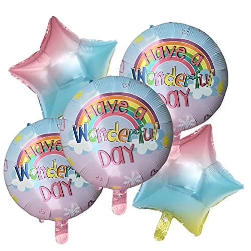 AMFIN® (Pack of 5) Have A wonderful Day Balloon/Wonderful Day Foil Balloon/Star Foil Balloon/Celebration Day Balloon/Birthday Decoration Balloon/New Year 2022