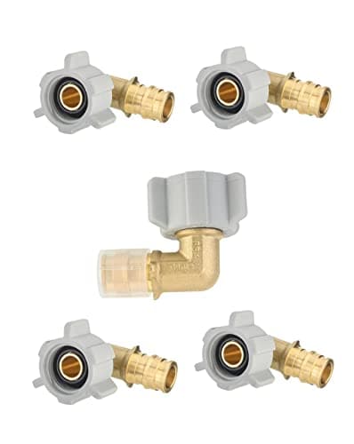 5Pack EFIELD PexA Expansion Full Flow Brass Fittings 12 Pex X 12 Female NPT Swivel Elbow ASTM F1960 UPC CertifiedPEX19601295PCS