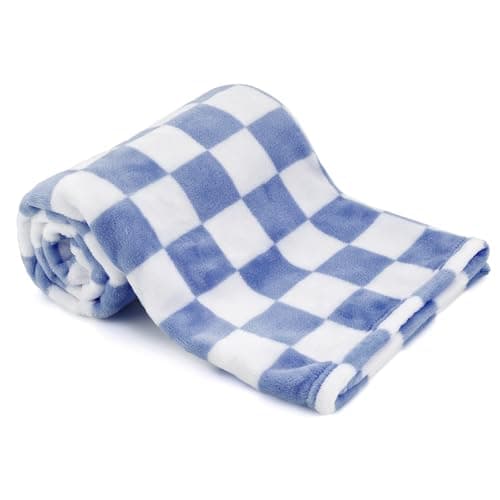 GreatBba Plush Checkered Baby Blanket for Boys Girls Nursery 3040 Warm Short Fleece Blanket Neutral for Infant Newborn Small Fuzzy for Sleeping Chenille or Stroller Dark BlueWhite