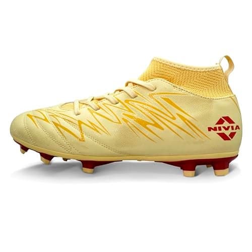 Nivia Encounter Pro 11 Football Stud for Men, Synthetic Leather Upper with Double Color TPU Sole, Ideal for Hard and Grassy Surfaces, Double Cream, UK03