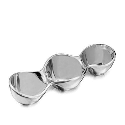 nambe Triple Condiment Server | 3 Part Divided Serving Tray for Condiments, Dips, Appetizers, and Snacks | Made of Metal Alloy | Designed by Steve Cozzolino