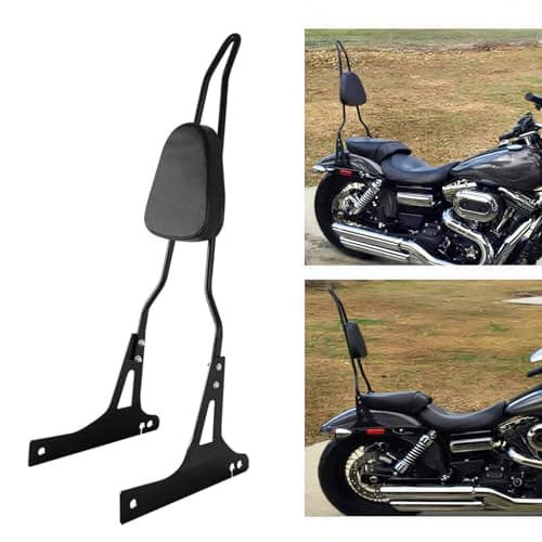 AUFER Detachable Black Passenger Backrest Sissy Bar With Back Rest Pad Compatible With For Harley Dyna Street Bob Super Glide Low Rider Wide Glide FXD FXDB FXDC FXDL FXDWG FXDSE 2006-UP