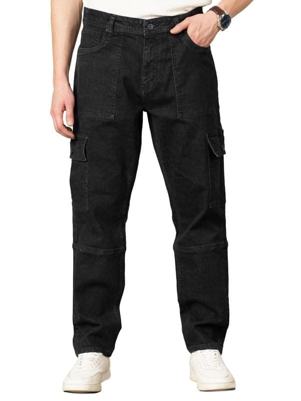 The Pant Project Relaxed Fit Stretchable Denim Cargo Jeans for Men | Mens Stylish Denim Cotton Jeans