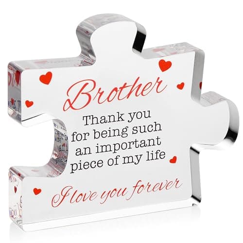 Brother Gifts - Engraved Acrylic Block Puzzle Brother Gift 4.1 x 3.5 inch - Cool Brother Gifts from Sister, Brother - Birthday, Christmas, Graduation Gifts for Big Brother, Little Brother