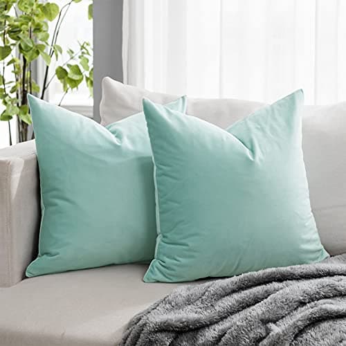 QUAFOO Mist Soft Velvet Throw Pillow Covers 28x28 inch Set of 2 for Sofa Couch Bed Living Room Decorative Luxury Solid Square Cushion Covers Case with Zipper