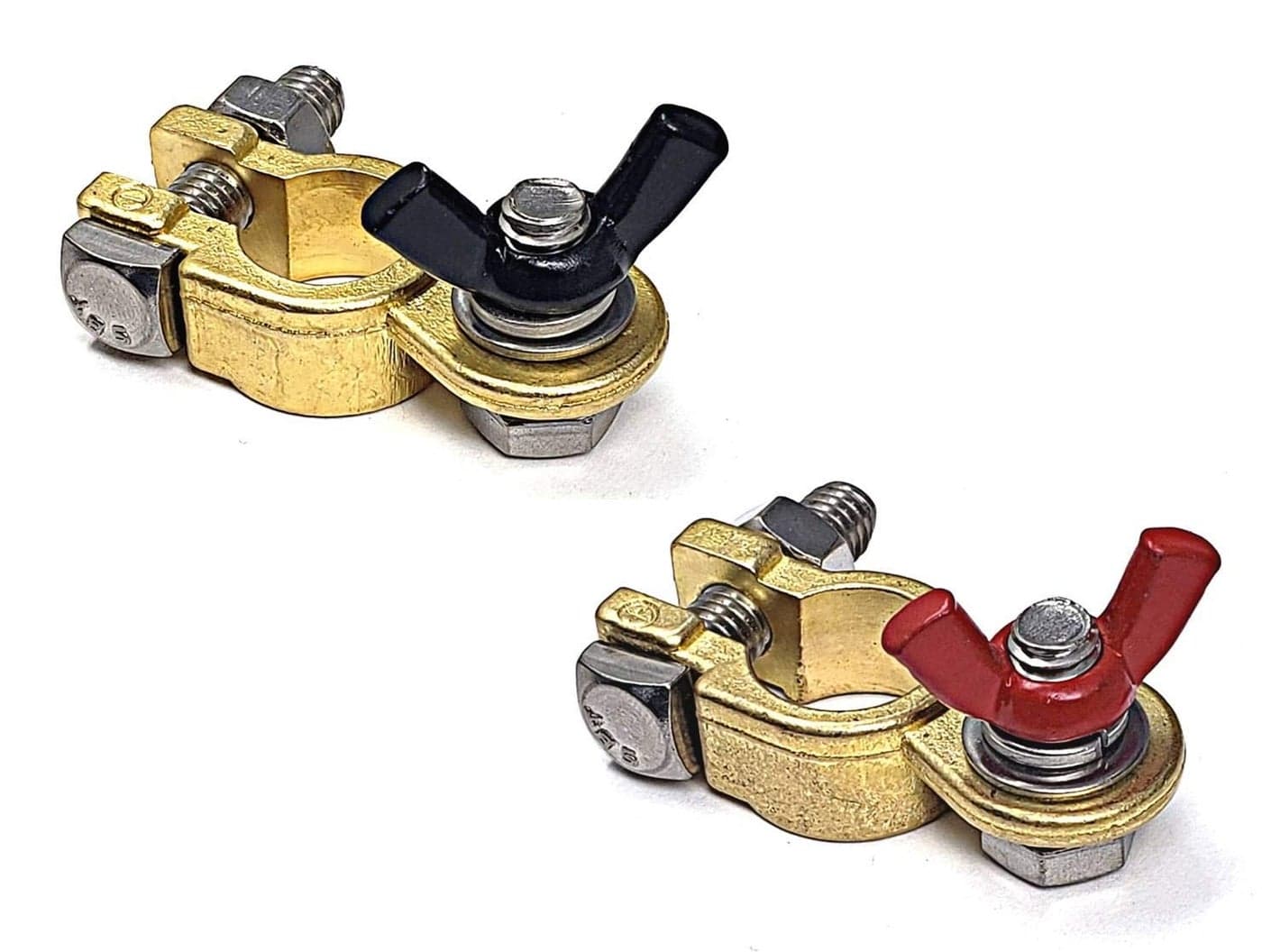 WindyNation 1 Pair Brass Marine Grade Battery Terminal Top Post for Boat Car RV (Military Spec. B-12128C)