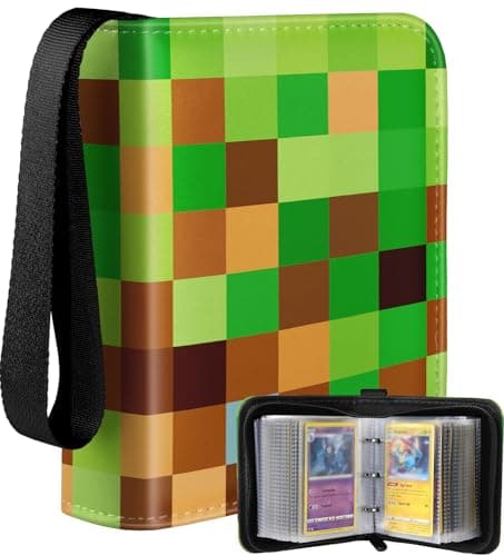 Lotadilo for 1 Pocket Card Binder Mini Size for 80 Cards Small Trading Card Collection Album Folder Lightweight Portable Green Checkered Design for Men Boys Teens Kids for Sports Cards Game Cards