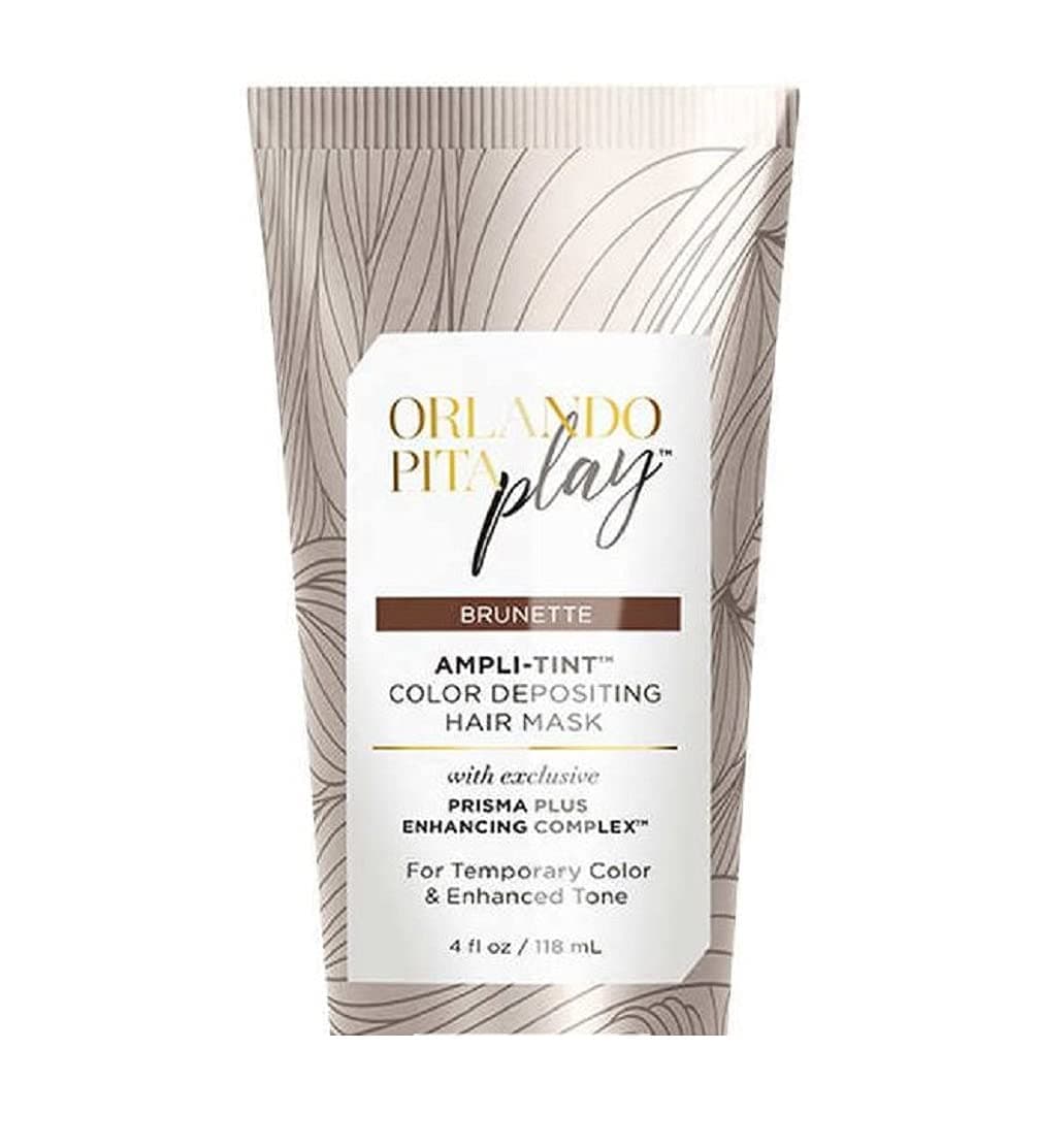 ORLANDO PITA PLAY AmpliTint Color Deposit Hair Mask Temporary Hair Color Treatment that Revives Hair Color Adds Shine Prevents Fading Brunette 4 Fl Oz