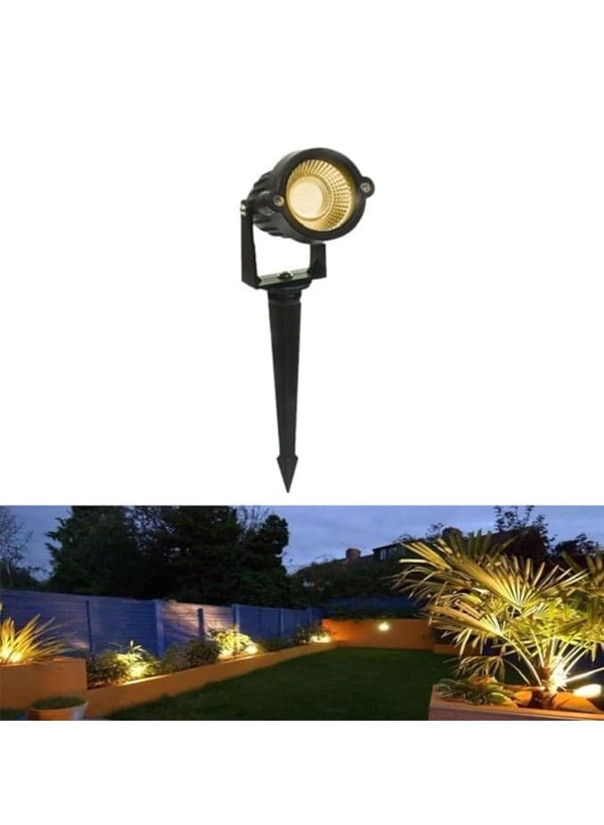 Outdoor Landscape LED Light 7W Waterproof Graden Light COB Led Spotlight with Spiked Stand for Lawn Garden Decorative Lamp (Warm)