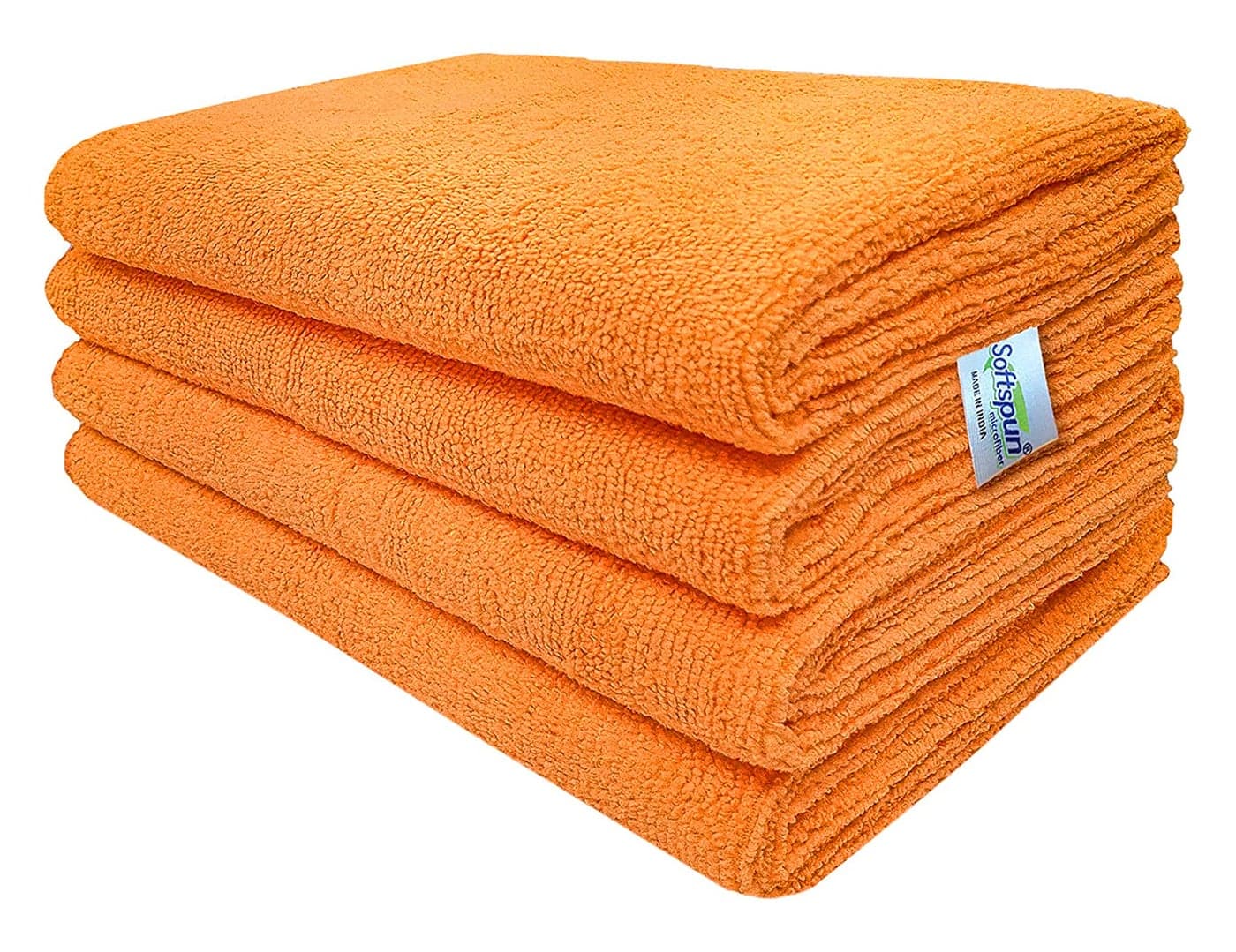 SOFTSPUN Microfiber Hair & Face Care Towel Set of 4 Piece, 40x60 Cms, 340 GSM (Orange). Super Soft & Comfortable, Quick Drying, Ultra Absorbent in Large Size.