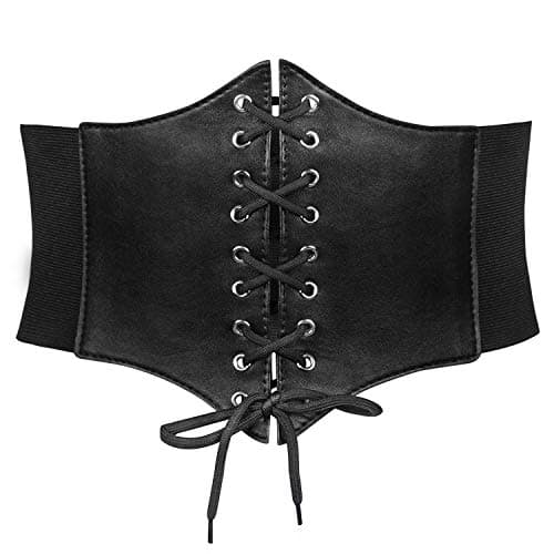 JASGOOD Women’s Elastic Costume Waist Belt Lace-up Tied Waspie Halloween Corset Belts for Women