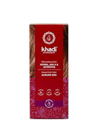 khadi AUBURN RED Natural Hair Color - Hair Color for strong, dark deep red to striking, rich mahogany - natural cosmetics - 3.5 oz