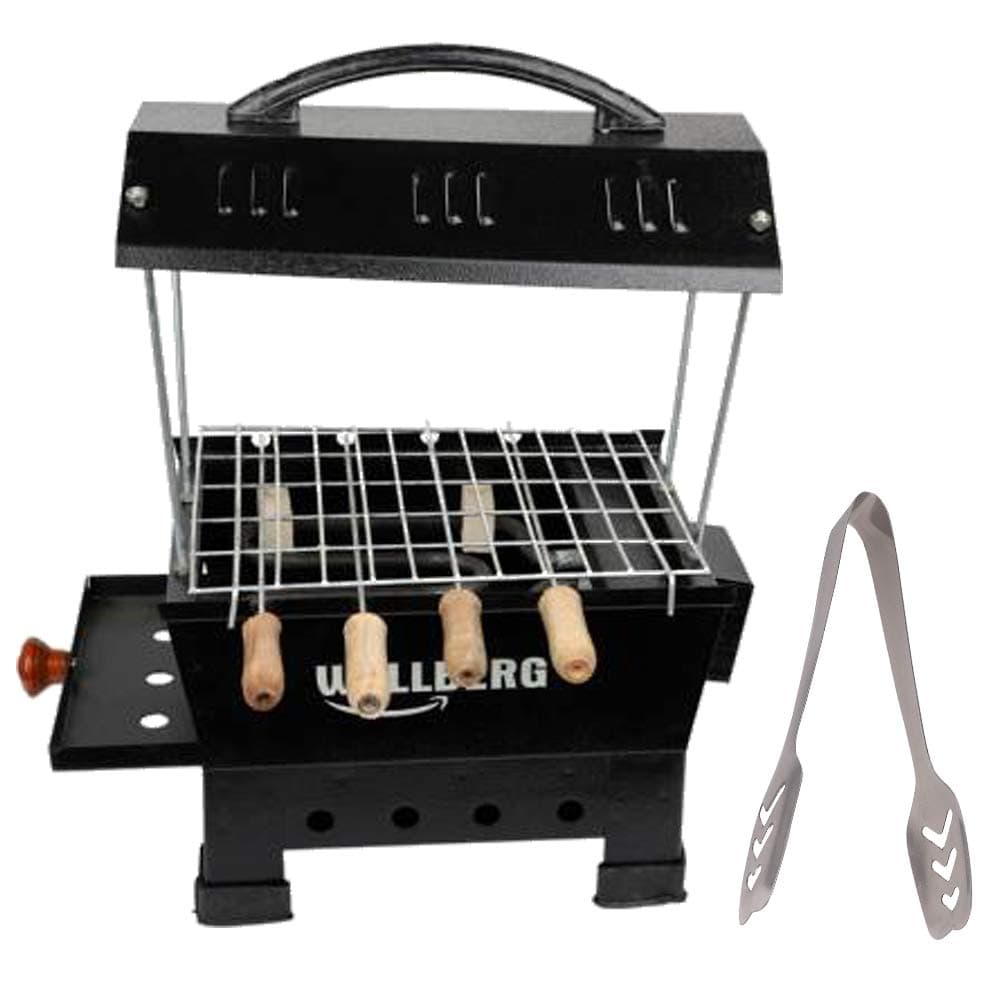 Wellberg Electric Charcoal Barbeque Grill Tandoor 4 Skewers Wooden Handle AnegthiBlack Electric Grill