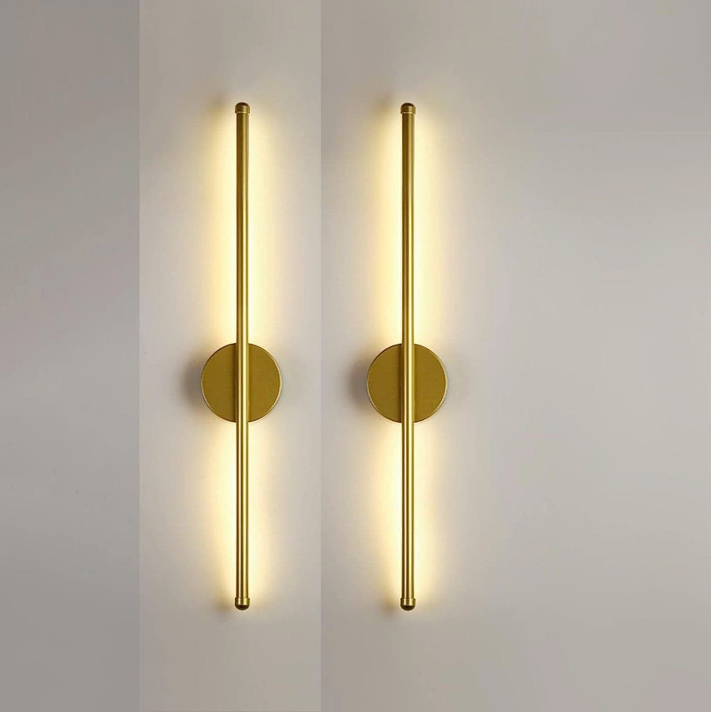 Groeien Pack of 2 | Modern LED 3 Color Long Gold Sconce Wall Light for Bedroom Living Room Corridor Lighting Fixtures Wall Mount(Warm+Natural+Coolwhite)(Gold Wall Light01, 2)
