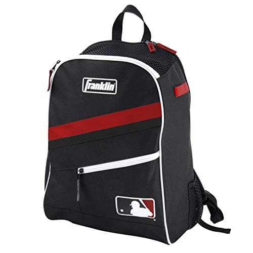 Franklin Sports MLB Baseball Batpack Bag Youth Baseball Softball and Teeball Bag Equipment Backpack For Sports Holds 2 Bats BlackRedWhite