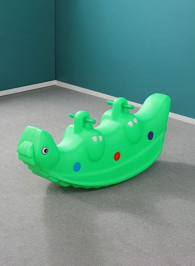 Green Dinosaur-Shaped Double Seater Rocking Horse (Size: 110×43×41cm)