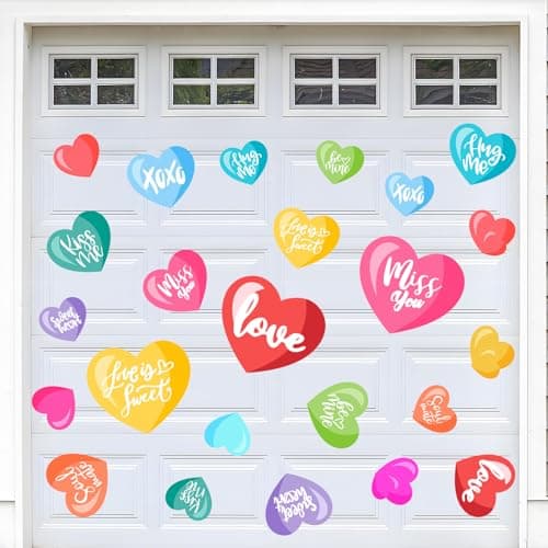 CHNBCG 24 Pcs Happy Valentine's Day Garage Door Decoration Magnets Magnetic Valentine's Day Decoration Heart-Shaped Holiday Magnetic Stickers for Car Fridge Dishwasher Party Decor Supplies
