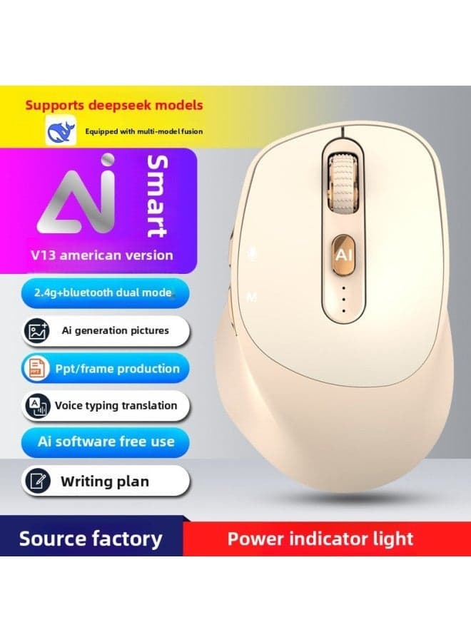 AI Voice Mouse Three-mode Bluetooth Translation Writing Painting Form Artificial Intelligence Deepseek Mouse-color:V13 Apricot Color