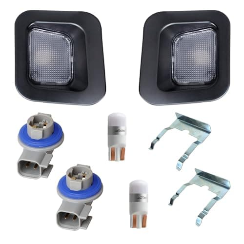 HERCOO LED License Plate Light Lens Rear Lamp Socket Black Cover Housing Clip Retainer Compatible with 2003-2018 Dodge Ram 1500 2500 3500 Pickup Truck Rear Step Bumper Aftermarket Repalcement