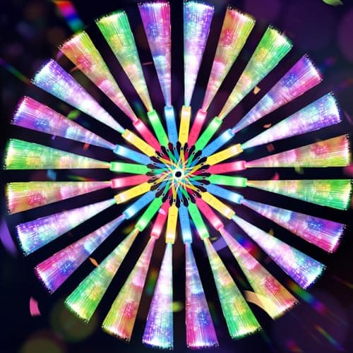 SHQDD 100 PCS Glow Fiber Wands Sticks LED Light Wands Glow in The Dark Party Supplies Fiber Optic Wands LED Flashing Sticks Fiber Optic Light Wand Stick for Party Wedding Halloween New Year