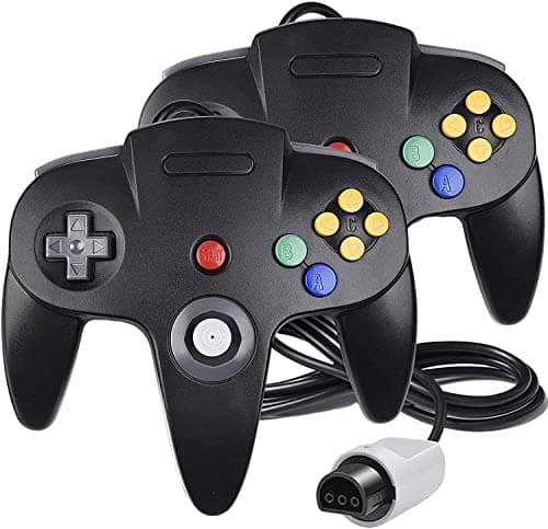 Classic 64 Wired Controller Joystick for N64 Game System N64 Console 2Packs Black