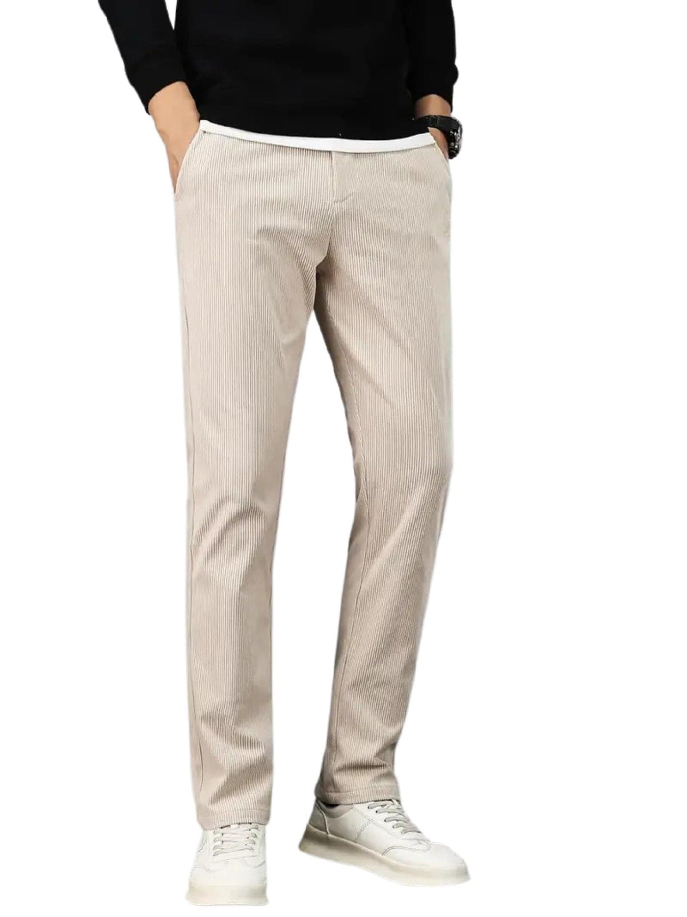 Poshax Men's Regular Fit Casual Trouser || Men's Regular Trouser || Men Trouser (Trouser-27-Beige-L)