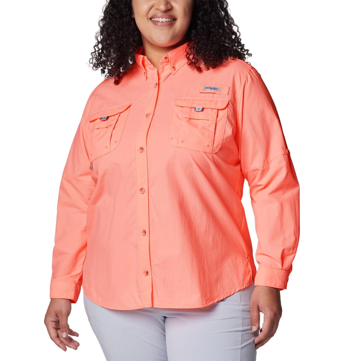 Columbia Womens PFG Bahama II Long Sleeve Fishing Shirt Tiki Pink XLarge