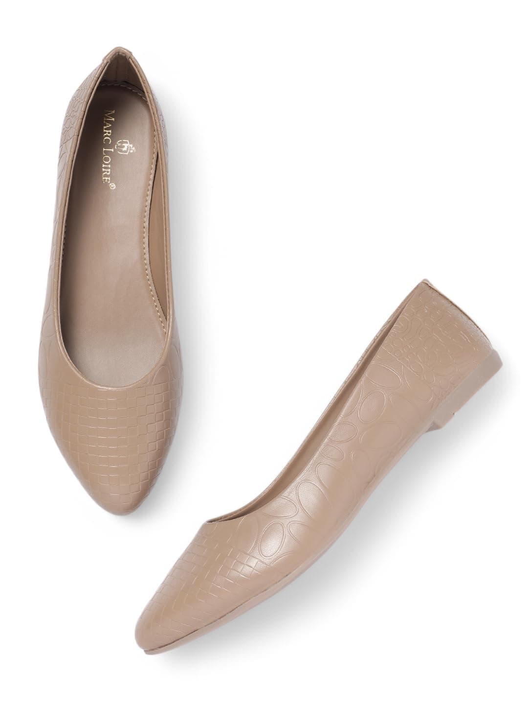Marc Loire Women's Slip-On Flat Ballerina Shoes for Casual Wear (Beige, UK Footwear Size System, Adult, Women, Numeric, Medium, 7)