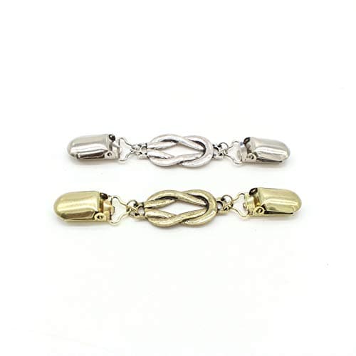 Wenplus 2 Pieces Retro Scarf Clips - Vintage Cardigan Collar Dresses Clips - Unisex - Random Color