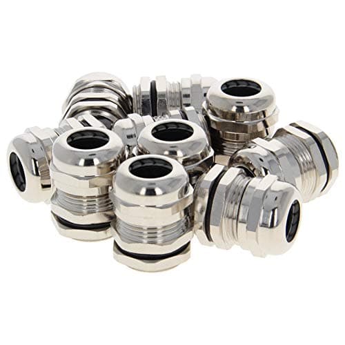 Fielect 10Pcs Metal Waterproof M20 Cable Glands Joints Adjustable Connector Silver for 6-12mm Dia Cable