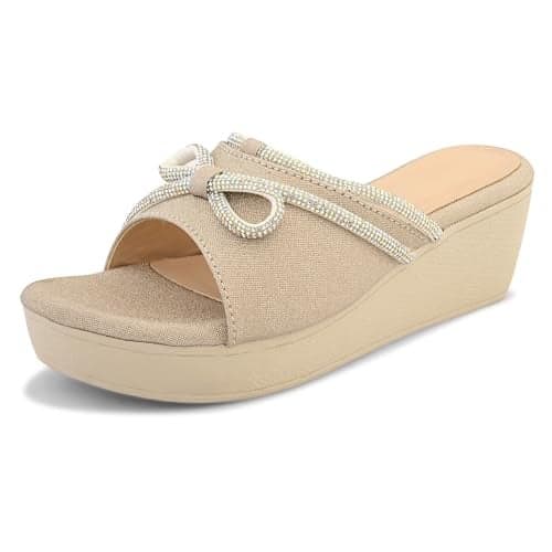 Centrino Women's Wedge Heel Sandals | Stylish Slip-On Sandals for Ladies | Soft Cushioned Footbed for Comfort | Elegant & Trendy Design | Lightweight and Durable Fashion Footwear 9405-4