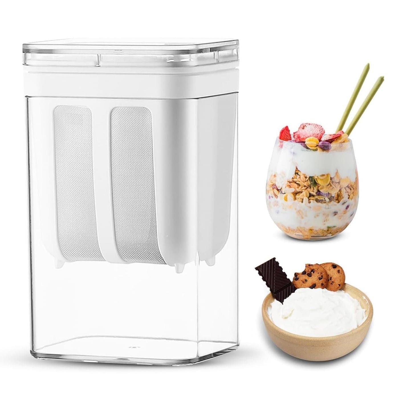 SKYVOKES Hung Curd Strainer Box Curd Maker and Greek Yogurt Maker 1100ml Fine Mesh Strainer with Lid Multifunctional Yoghurt Filter Curd Maker for Home Whey Separator