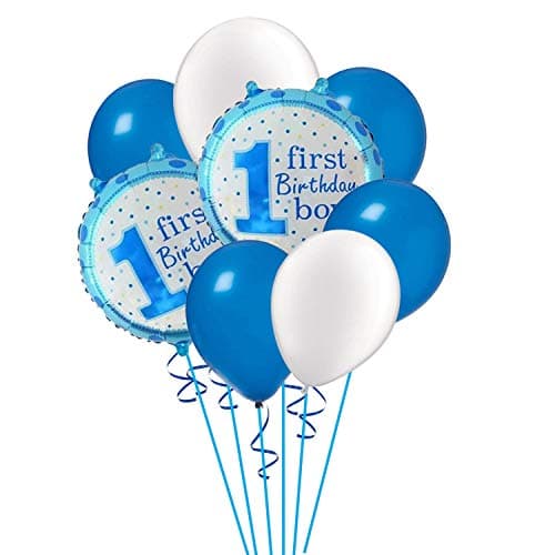 GRAND SHOP 50752 Balloons First Birthday Decorations Items for Boys (Set of 32)