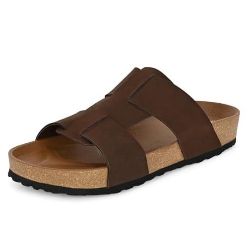 Centrino Men’s Berkin-Style Slip-On Sandals | Open Toe Design | Soft PU Footbed | Lightweight & Comfortable | Arch Support | On-Grip Sole | Casual Outdoor Wear (9211)