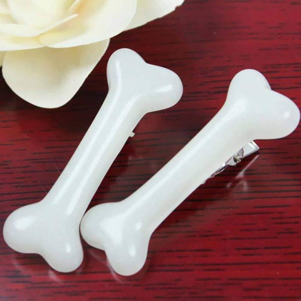 2Pcs White Dog Bone Hair Clips Hairpins BarrettePunk Personality Women Lovely Hair Band Decoration Design Headwear Hair Clips Hair Accessories