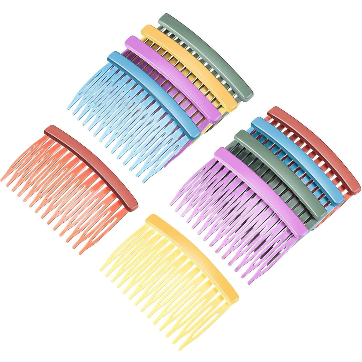 Chuangdi 10 Pcs Hair Combs for Women Accessories Colorful Hair Side Combs Decorative Solid Plastic Side Wide Teeth Combs 14 Teeth