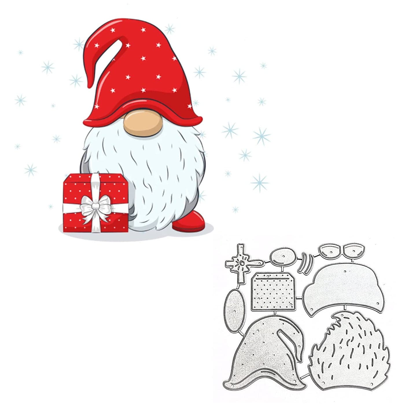 Christmas Gift Gnome Metal Die CutsCute Cheerful Gnome Santa Cutting Dies Cut Stencils for DIY Scrapbooking Photo Decorative Embossing Paper Dies for Scrapbooking Card Making